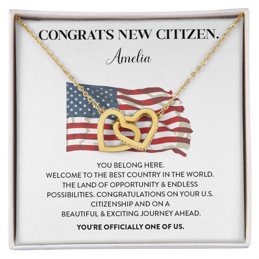 Congrats Necklace For New U.s. Citizen Amelia Necklace For New U.s. Citizen Gift For Celebrating U.s. Citizenship Necklace For U.s. Patriot Amelia Gift For Official U.s. Citizen Proud U.s. Citizen Jewelry Necklace For U.s. Patriot Amelia Welcome Gift