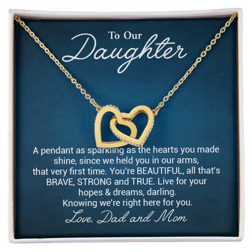 To Our Beautiful Daughter Daughter Pendant Gift From Dad And Mom Brave And Strong Daughter Necklace Beautiful Daughter Necklace True Daughter Necklace Sentimental Daughter Necklace Meaningful Jewelry For Daughter