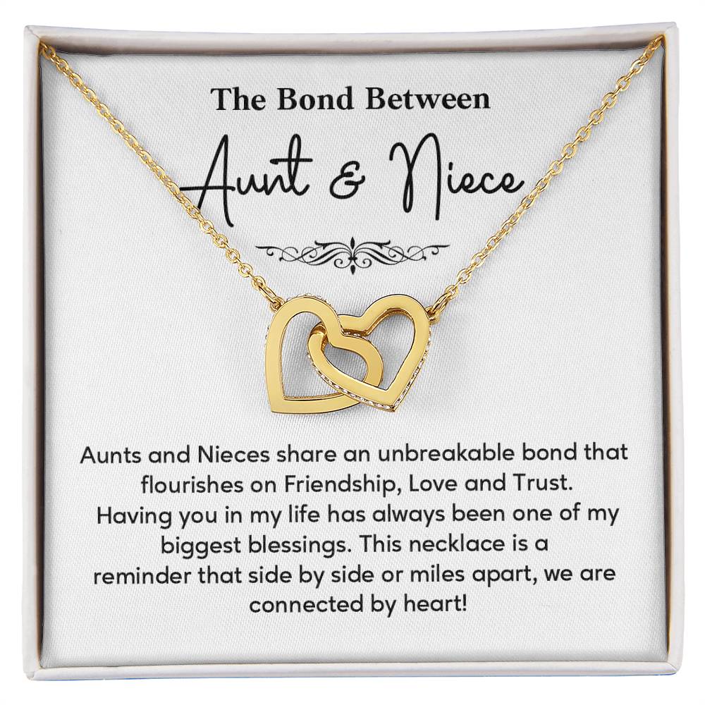 Aunt and Niece Necklace Gift – Connected by Heart Message Card