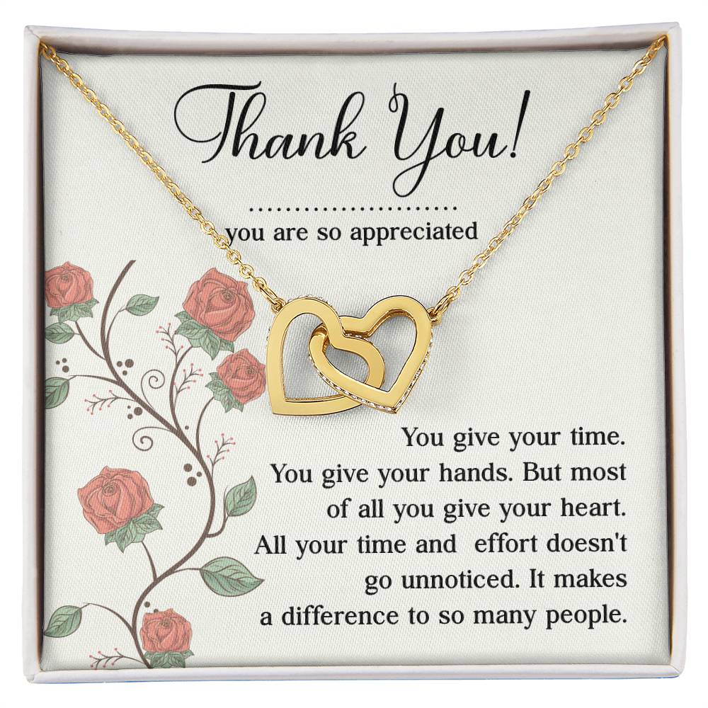 Appreciation Necklace - Thank You For Giving Your Heart, A Meaningful Gift For Those Who Make A Difference