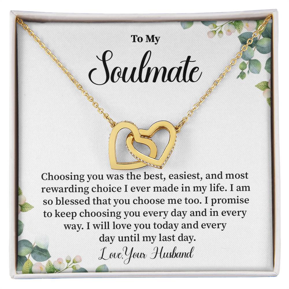 Soulmate Necklace Gift from Husband – Interlocking Hearts Box