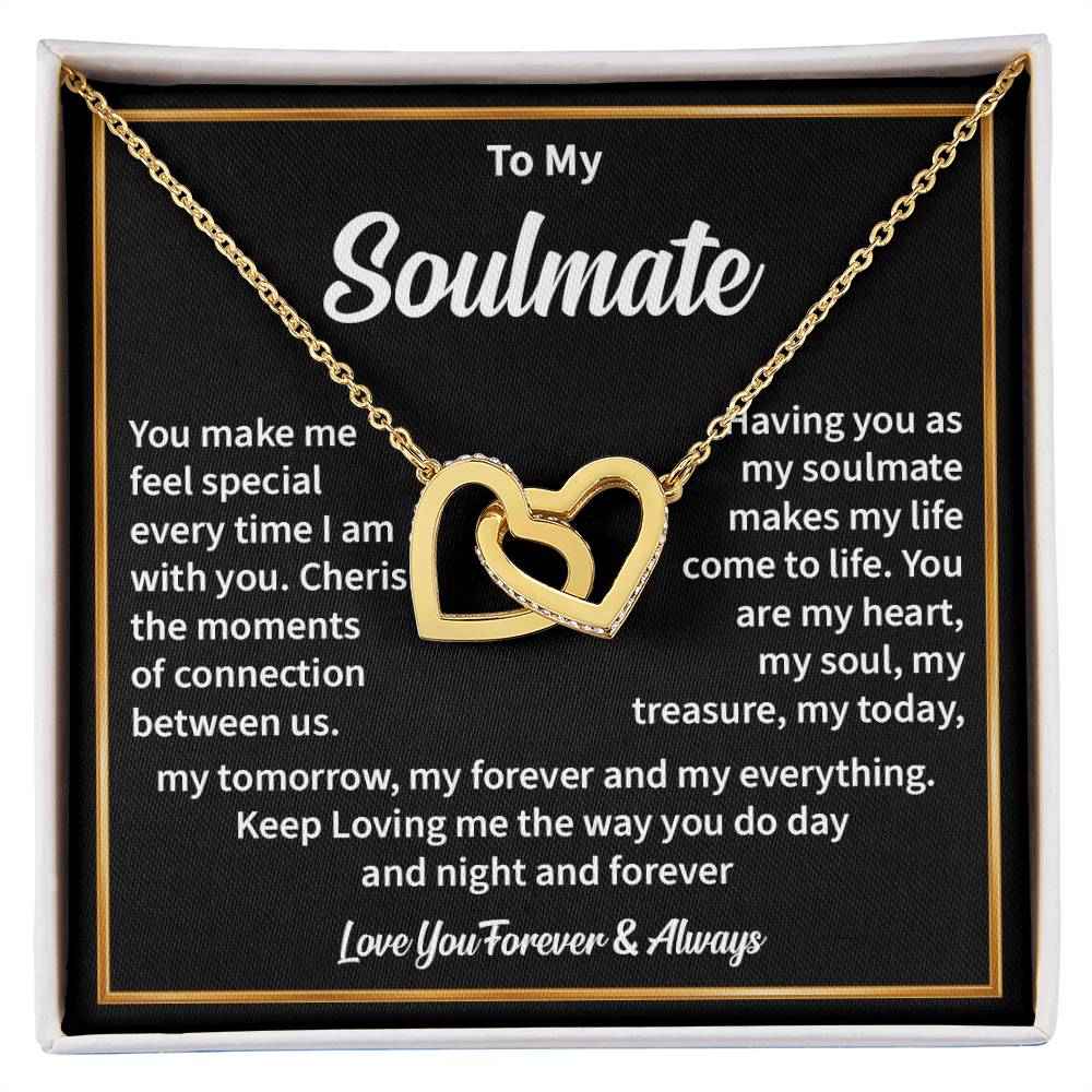 Soulmate Hearts Necklace with Message Card & Gift Box