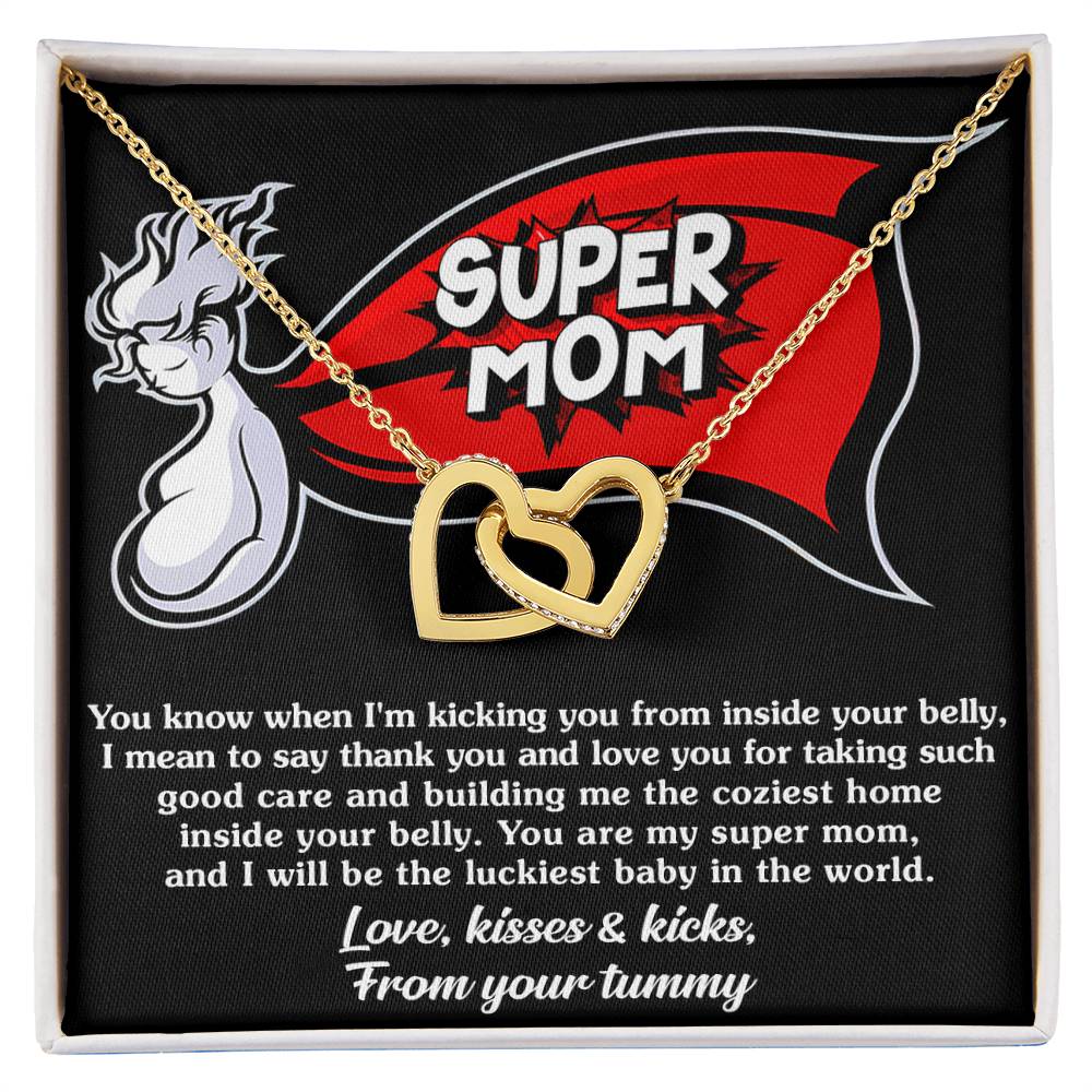 Mommy Necklace Gift For Super Mom, Mother's Day Gift For Pregnant Woman, Gift For Mommy From Baby Bump, Pregnancy Gift From Unborn Child, Jewelry Gift For Women With Message Card And Box.