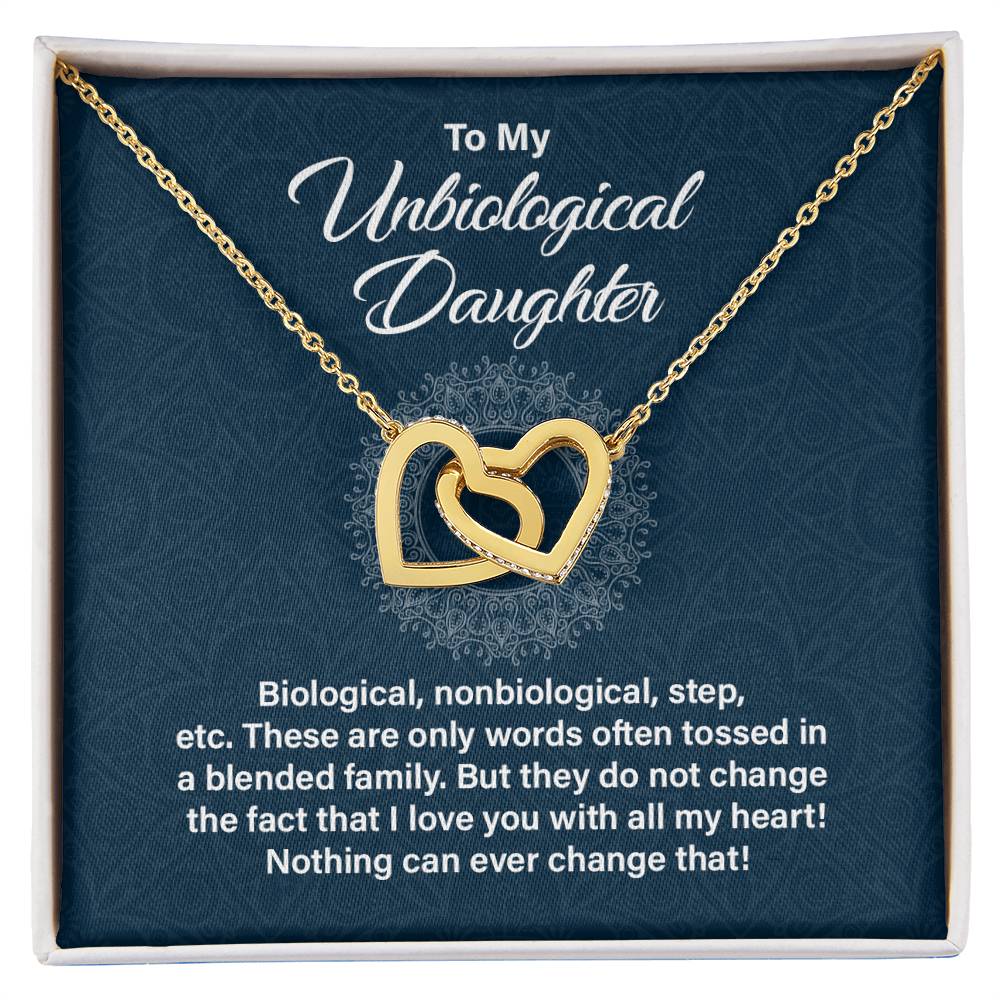 Unbiological Daughter Gift – Interlocking Hearts Necklace
