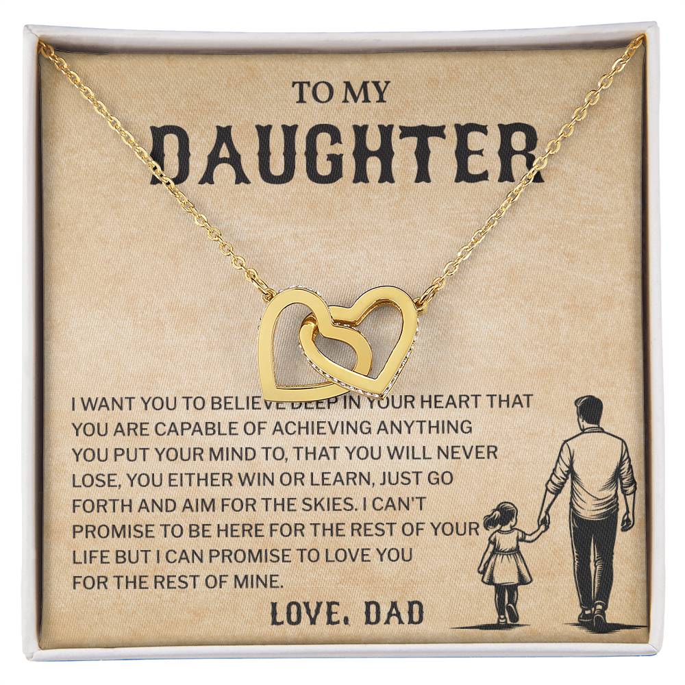 To My Daughter, Believe In Yourself Necklace Heartfelt Gift From Dad Inspiring Jewelry For Daughter Achievement Promise Necklace Encouragement Pendant Win Or Learn Necklace Encouragement Jewelry Heart Of Gold Daughter Pendant