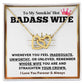 Badass Wife Necklace Gift with Crown Message Card