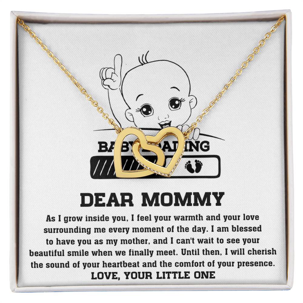 Dear Mommy Necklace Gift From Your Little One, I Love My Mom Necklace, Gifts For My Mom, Mother's Day Gifts For Mom Jewelry With Interlocking Heart Necklace.