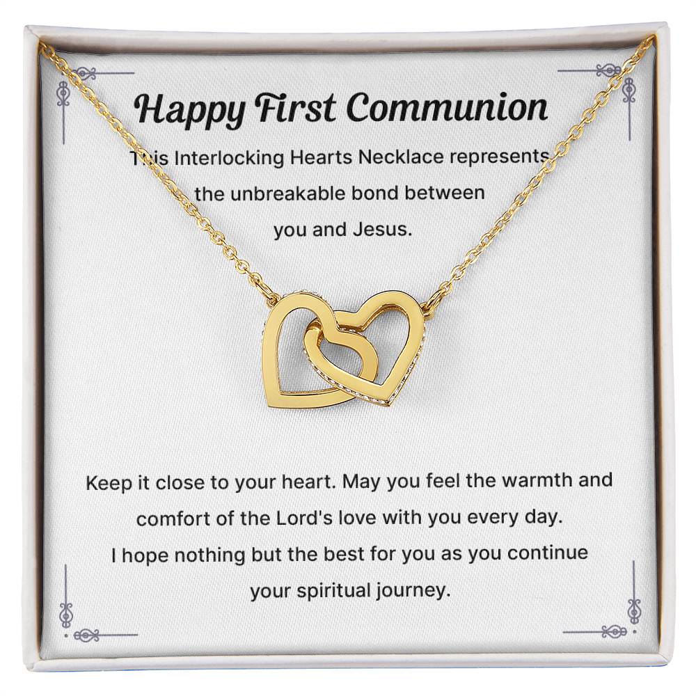 Happy First Communion This Interlocking Hearts Necklace Represents.
