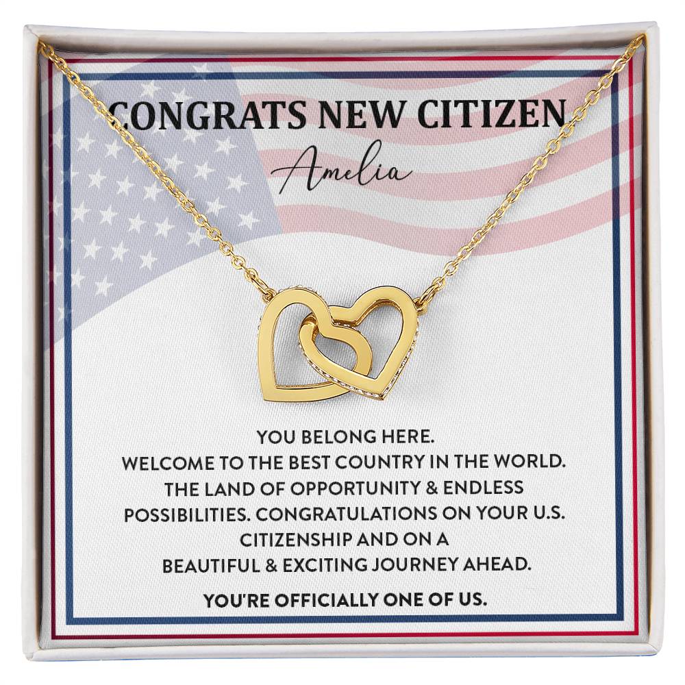 Congrats Necklace For New U.s. Citizen Amelia Necklace For New U.s. Citizen Gift For New American Citizen Amelia Necklace With Citizenship Message Necklace For New U.s. Citizen Journey Welcome To America Gift Jewelry For New U.s. Citizen