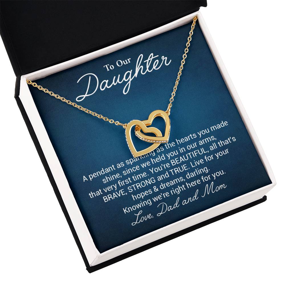 To Our Beautiful Daughter Daughter Pendant Gift From Dad And Mom Brave And Strong Daughter Necklace Beautiful Daughter Necklace True Daughter Necklace Sentimental Daughter Necklace Meaningful Jewelry For Daughter