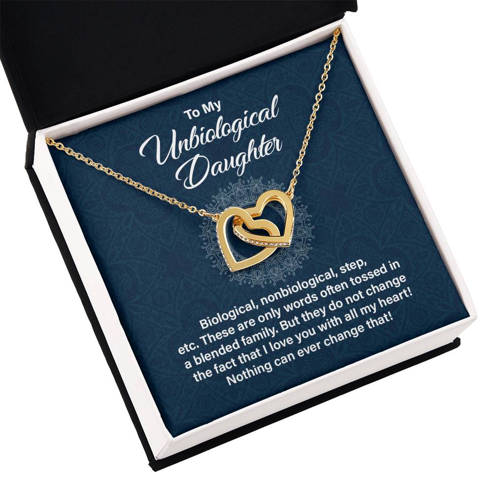 Unbiological Daughter Gift – Interlocking Hearts Necklace