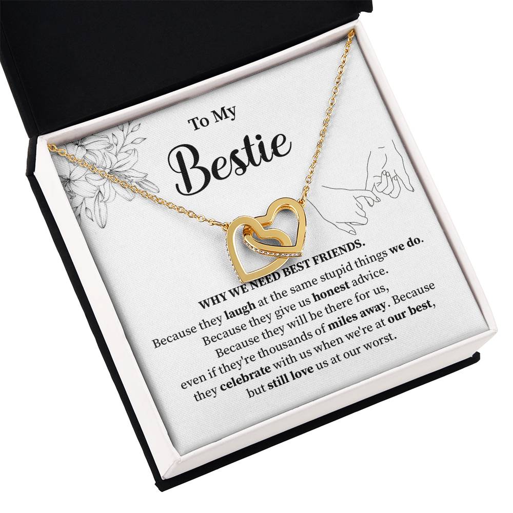 Bestie Interlocking Heart Necklace with Message Card