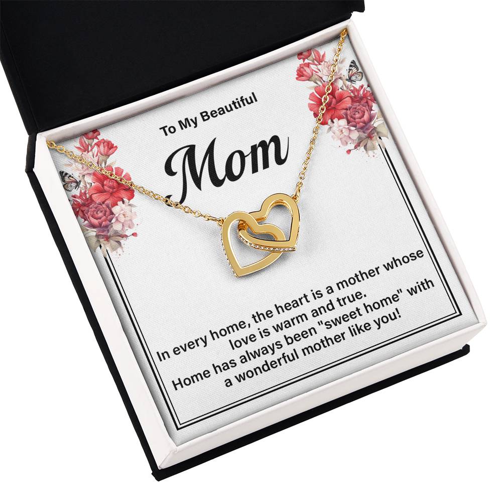 Mom Necklace Gift for Sweet Home Message Card