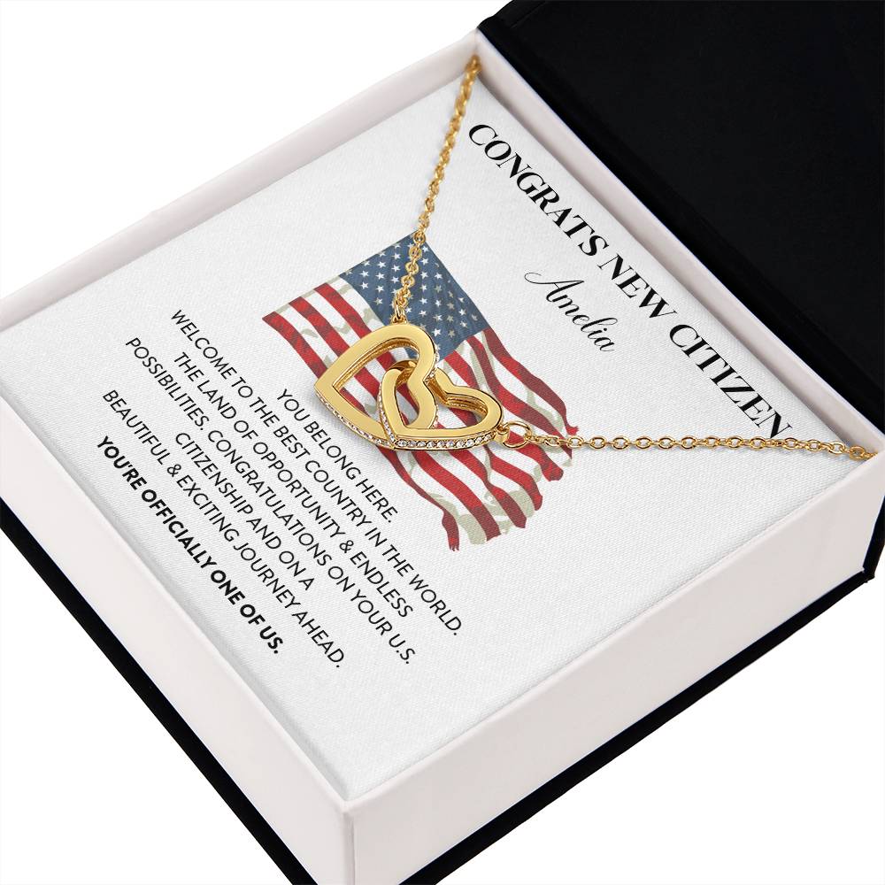 Congrats Necklace For New U.s. Citizen Amelia Necklace For New U.s. Citizen Gift For Celebrating U.s. Citizenship Necklace For U.s. Patriot Amelia Gift For Official U.s. Citizen Proud U.s. Citizen Jewelry Necklace For U.s. Patriot Amelia Welcome Gift