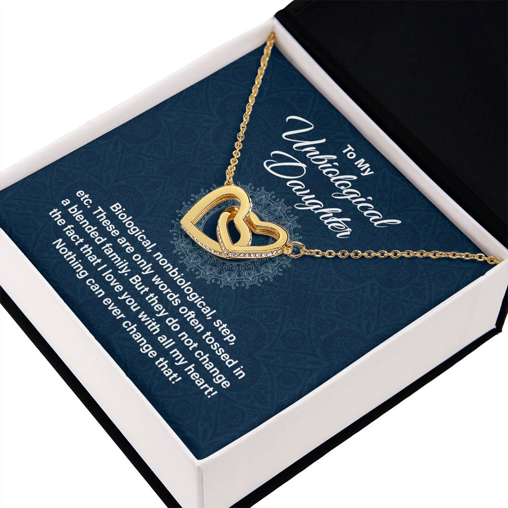 Unbiological Daughter Gift – Interlocking Hearts Necklace