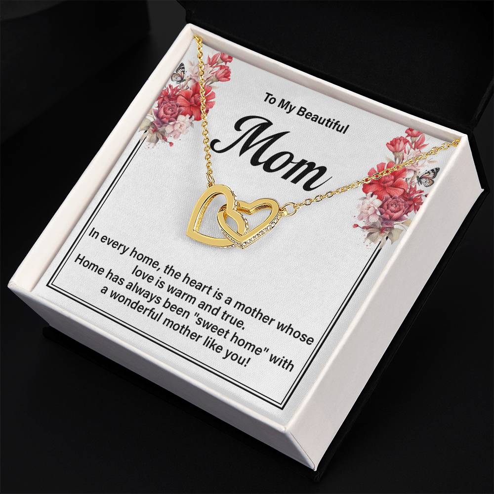 Mom Necklace Gift for Sweet Home Message Card