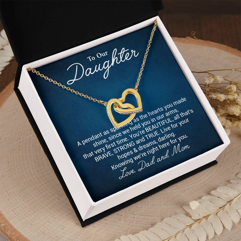 To Our Beautiful Daughter Daughter Pendant Gift From Dad And Mom Brave And Strong Daughter Necklace Beautiful Daughter Necklace True Daughter Necklace Sentimental Daughter Necklace Meaningful Jewelry For Daughter