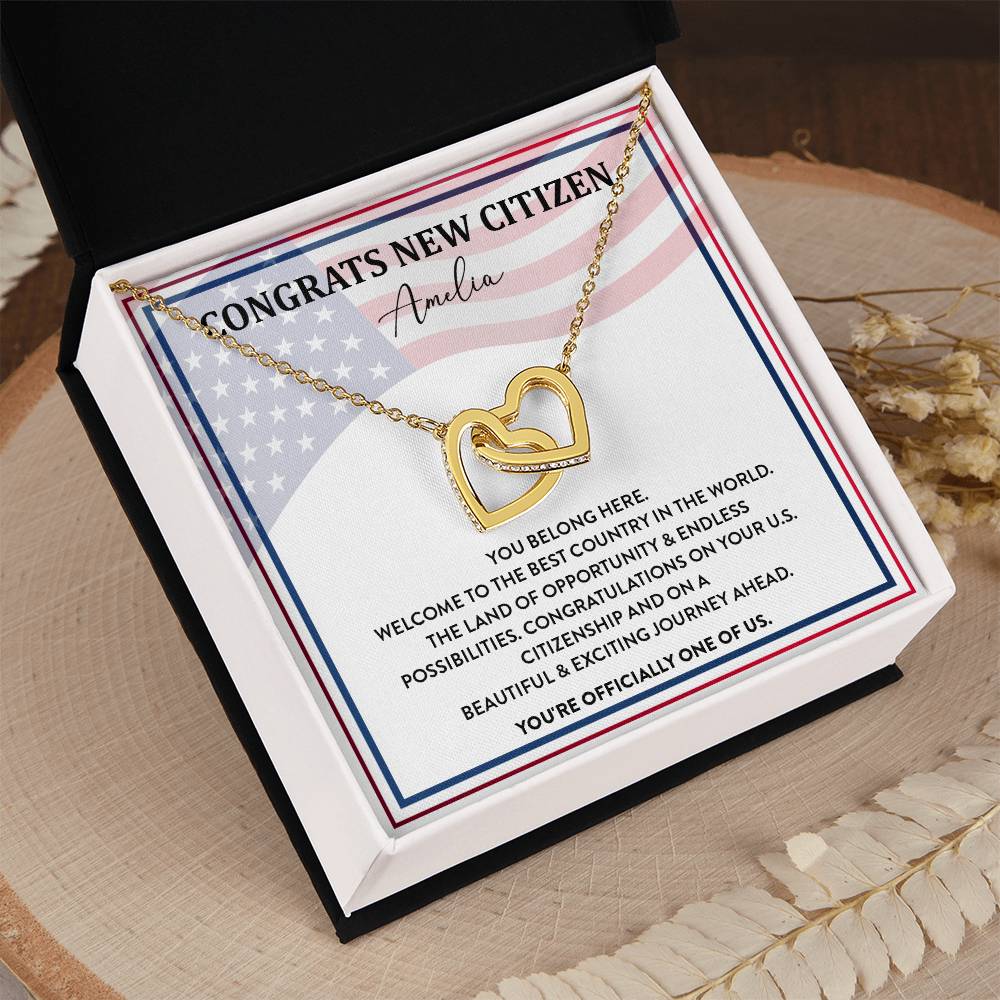 Congrats Necklace For New U.s. Citizen Amelia Necklace For New U.s. Citizen Gift For New American Citizen Amelia Necklace With Citizenship Message Necklace For New U.s. Citizen Journey Welcome To America Gift Jewelry For New U.s. Citizen