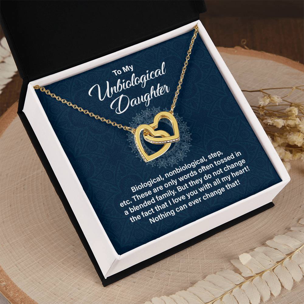Unbiological Daughter Gift – Interlocking Hearts Necklace