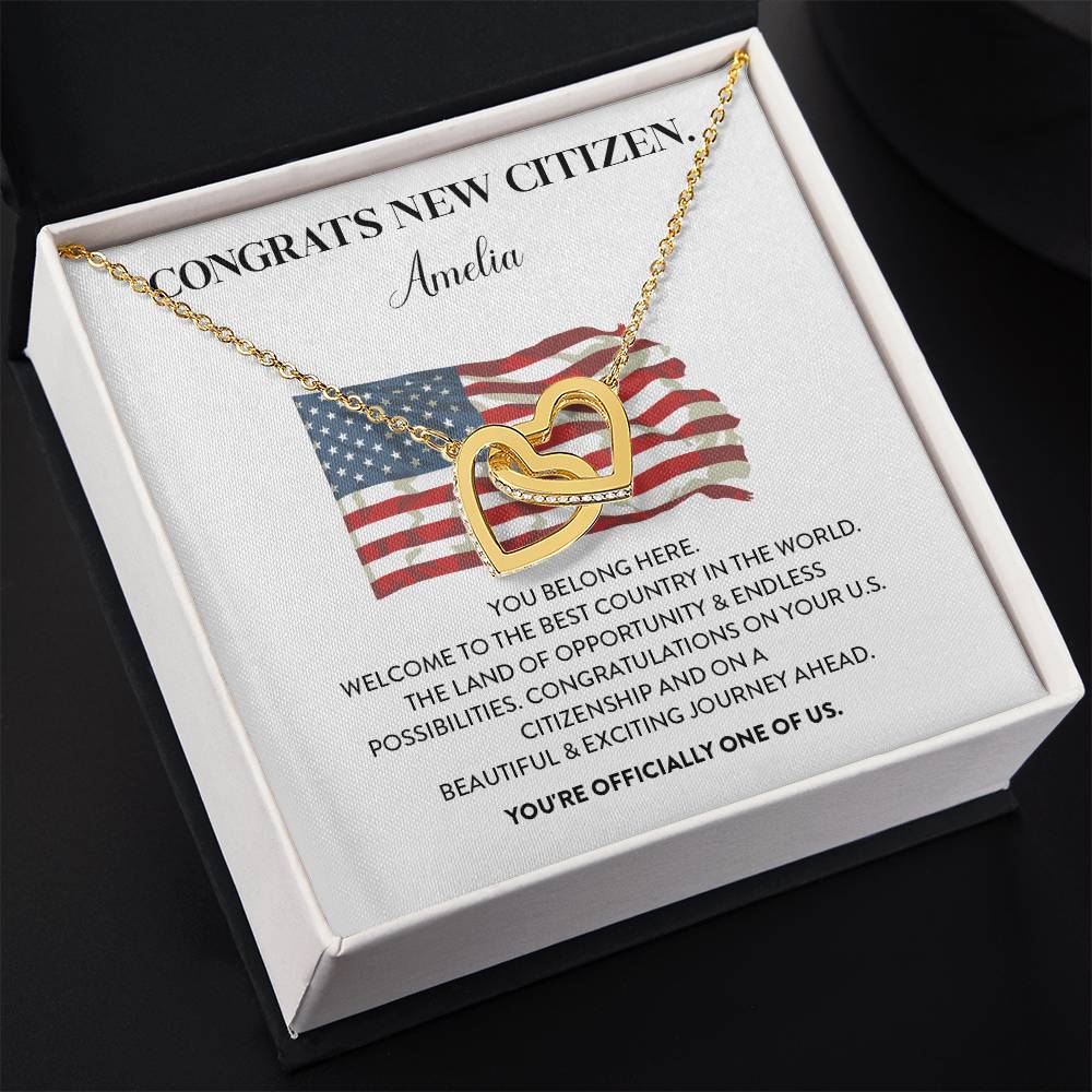 Congrats Necklace For New U.s. Citizen Amelia Necklace For New U.s. Citizen Gift For Celebrating U.s. Citizenship Necklace For U.s. Patriot Amelia Gift For Official U.s. Citizen Proud U.s. Citizen Jewelry Necklace For U.s. Patriot Amelia Welcome Gift