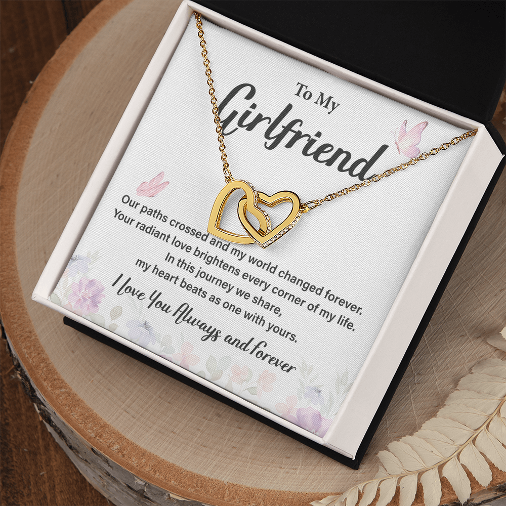 To My Girlfriend Necklace Romantic Gift with Floral Message Card