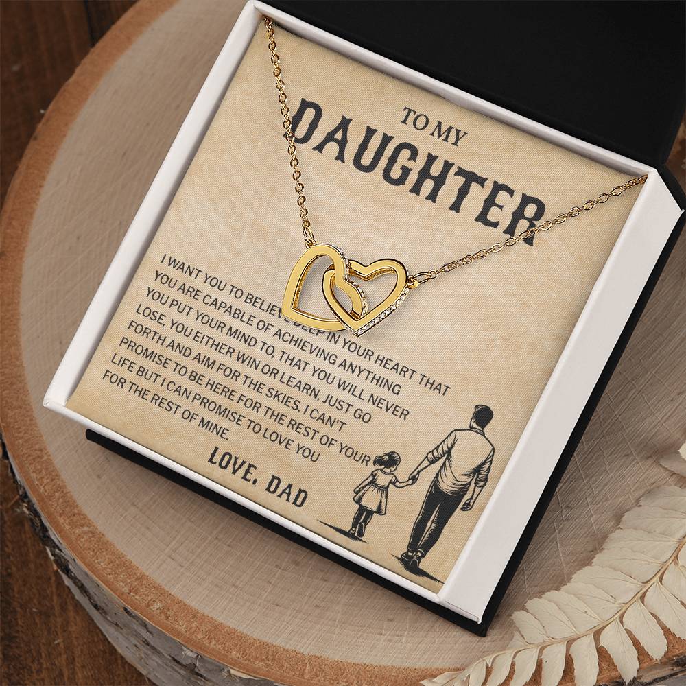 To My Daughter, Believe In Yourself Necklace Heartfelt Gift From Dad Inspiring Jewelry For Daughter Achievement Promise Necklace Encouragement Pendant Win Or Learn Necklace Encouragement Jewelry Heart Of Gold Daughter Pendant
