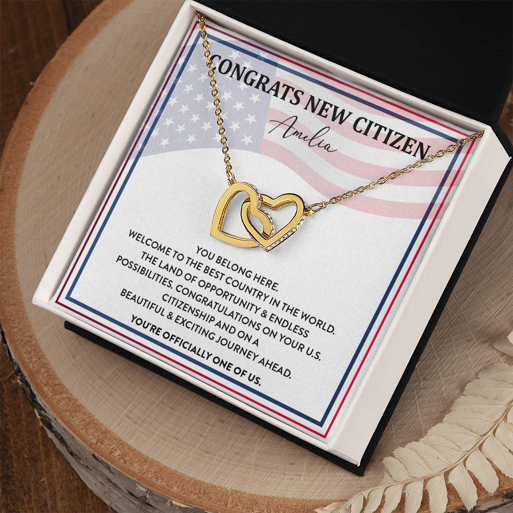 Congrats Necklace For New U.s. Citizen Amelia Necklace For New U.s. Citizen Gift For New American Citizen Amelia Necklace With Citizenship Message Necklace For New U.s. Citizen Journey Welcome To America Gift Jewelry For New U.s. Citizen