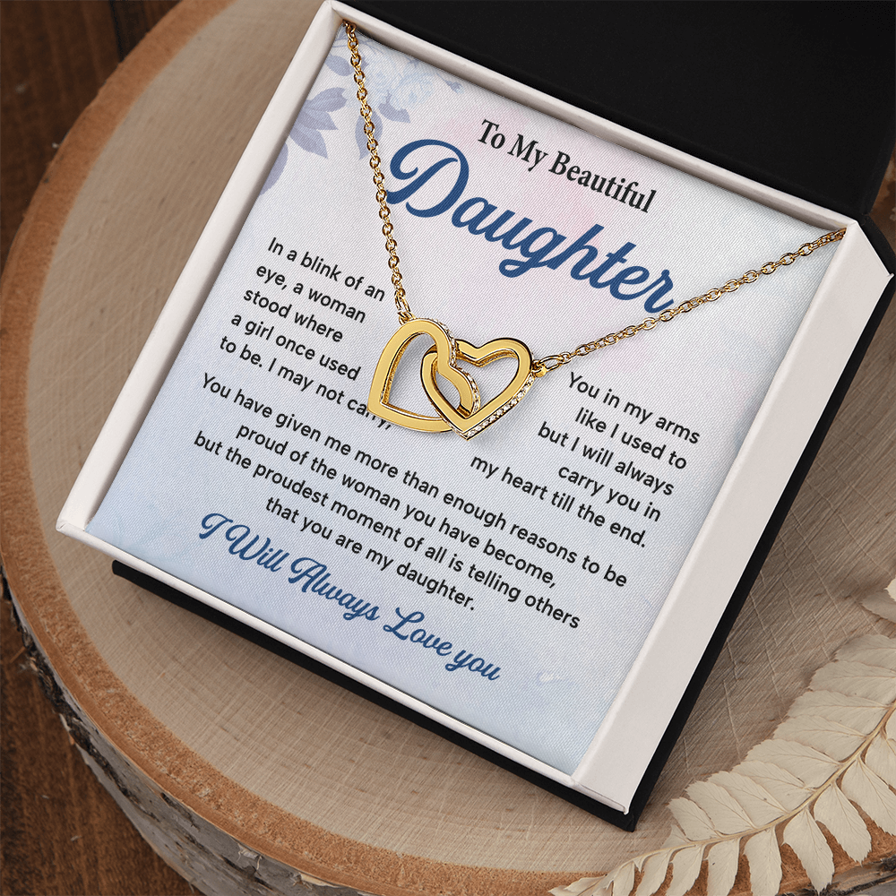 Daughter Gift from Mom or Dad Heart Necklace Card