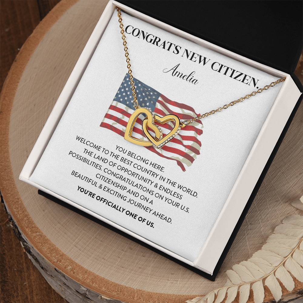 Congrats Necklace For New U.s. Citizen Amelia Necklace For New U.s. Citizen Gift For Celebrating U.s. Citizenship Necklace For U.s. Patriot Amelia Gift For Official U.s. Citizen Proud U.s. Citizen Jewelry Necklace For U.s. Patriot Amelia Welcome Gift