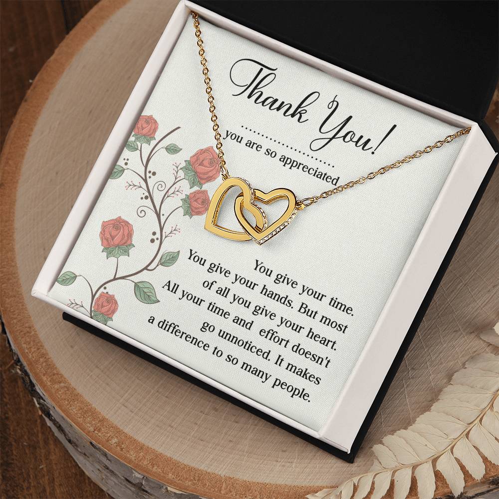 Appreciation Necklace - Thank You For Giving Your Heart, A Meaningful Gift For Those Who Make A Difference