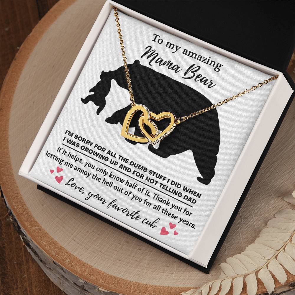 Mama Bear Necklace with Funny Card – Gift from Son or Daughter
