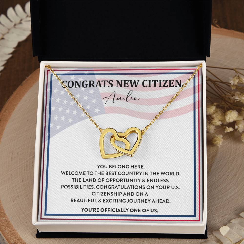 Congrats Necklace For New U.s. Citizen Amelia Necklace For New U.s. Citizen Gift For New American Citizen Amelia Necklace With Citizenship Message Necklace For New U.s. Citizen Journey Welcome To America Gift Jewelry For New U.s. Citizen