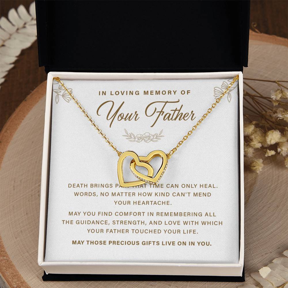 Memorial Necklace Gift for Loss of Father with Message Card