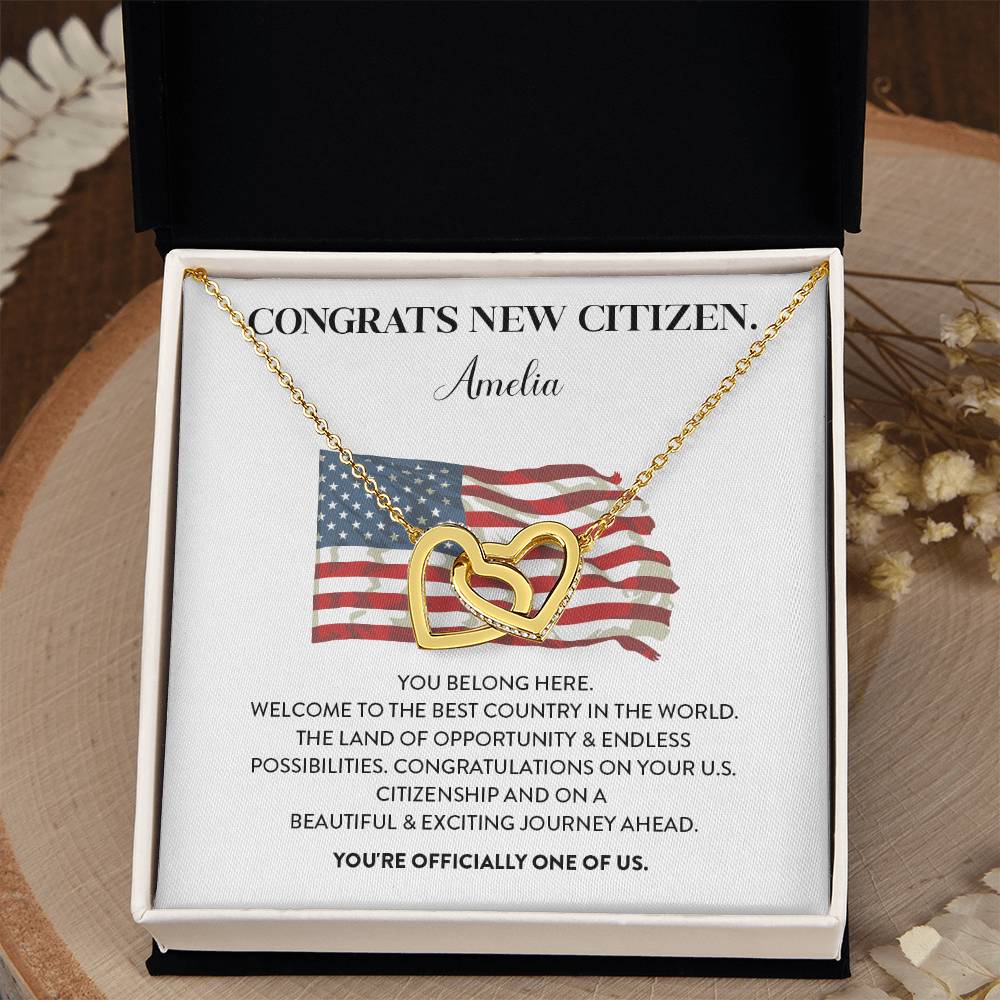 Congrats Necklace For New U.s. Citizen Amelia Necklace For New U.s. Citizen Gift For Celebrating U.s. Citizenship Necklace For U.s. Patriot Amelia Gift For Official U.s. Citizen Proud U.s. Citizen Jewelry Necklace For U.s. Patriot Amelia Welcome Gift