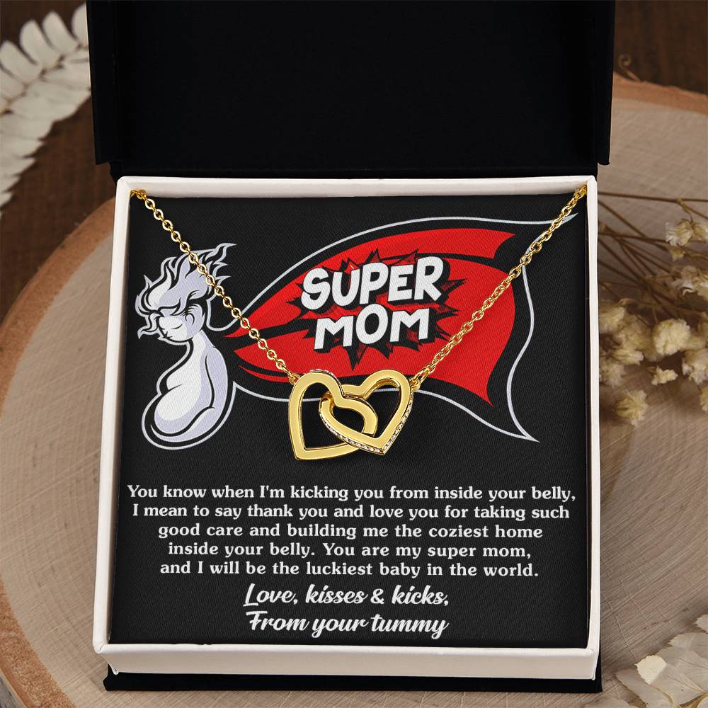 Mommy Necklace Gift For Super Mom, Mother's Day Gift For Pregnant Woman, Gift For Mommy From Baby Bump, Pregnancy Gift From Unborn Child, Jewelry Gift For Women With Message Card And Box.