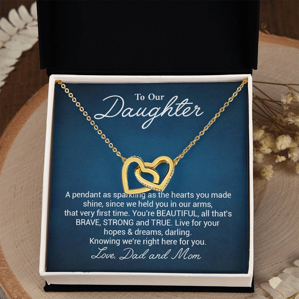 To Our Beautiful Daughter Daughter Pendant Gift From Dad And Mom Brave And Strong Daughter Necklace Beautiful Daughter Necklace True Daughter Necklace Sentimental Daughter Necklace Meaningful Jewelry For Daughter