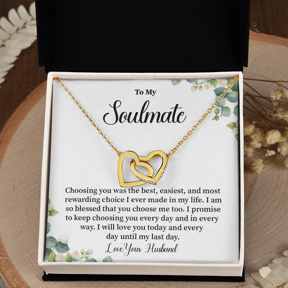 Soulmate Necklace Gift from Husband – Interlocking Hearts Box