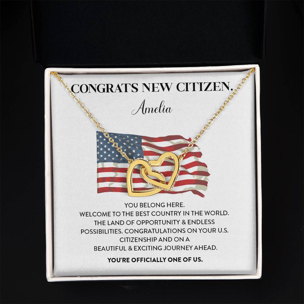 Congrats Necklace For New U.s. Citizen Amelia Necklace For New U.s. Citizen Gift For Celebrating U.s. Citizenship Necklace For U.s. Patriot Amelia Gift For Official U.s. Citizen Proud U.s. Citizen Jewelry Necklace For U.s. Patriot Amelia Welcome Gift