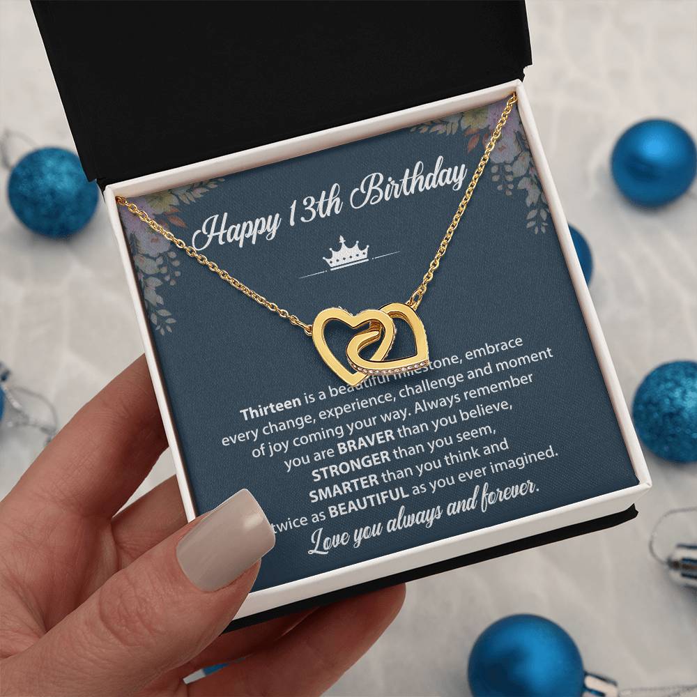 13th Birthday Necklace Gift With Inspirational Card