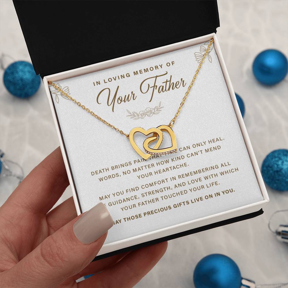 Memorial Necklace Gift for Loss of Father with Message Card
