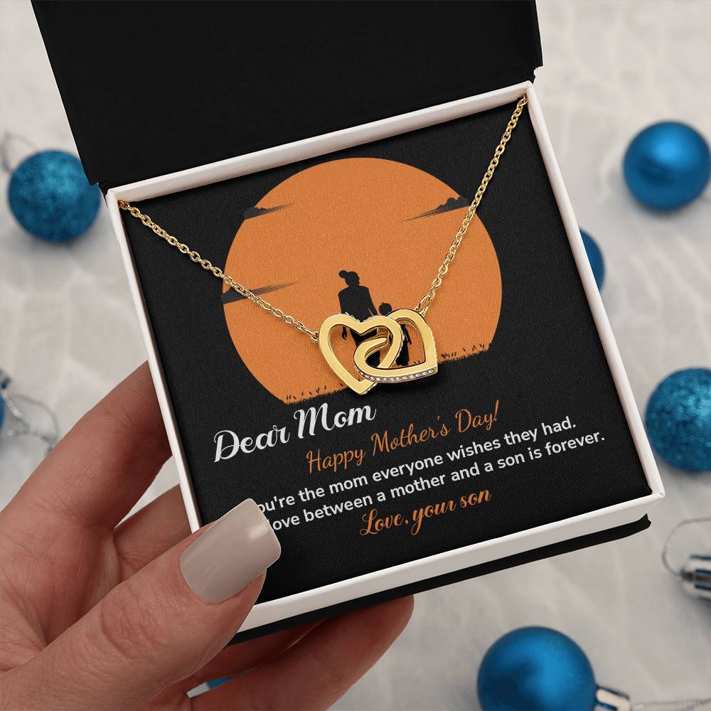 Dear Mom Happy Mother's Day, Elegant Jewelry For A Mother’s Day Gift Thoughtful Necklace For Love Sweet Gift For A Special Woman Sentimental Jewelry Thank You Pendant Beautiful Necklace Loving Pendant For A Mother-son Connection