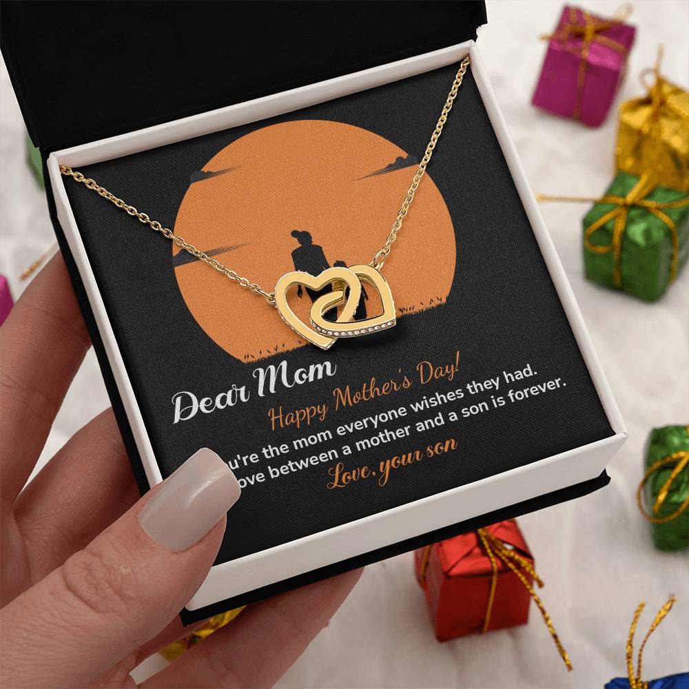 Dear Mom Happy Mother's Day, Elegant Jewelry For A Mother’s Day Gift Thoughtful Necklace For Love Sweet Gift For A Special Woman Sentimental Jewelry Thank You Pendant Beautiful Necklace Loving Pendant For A Mother-son Connection