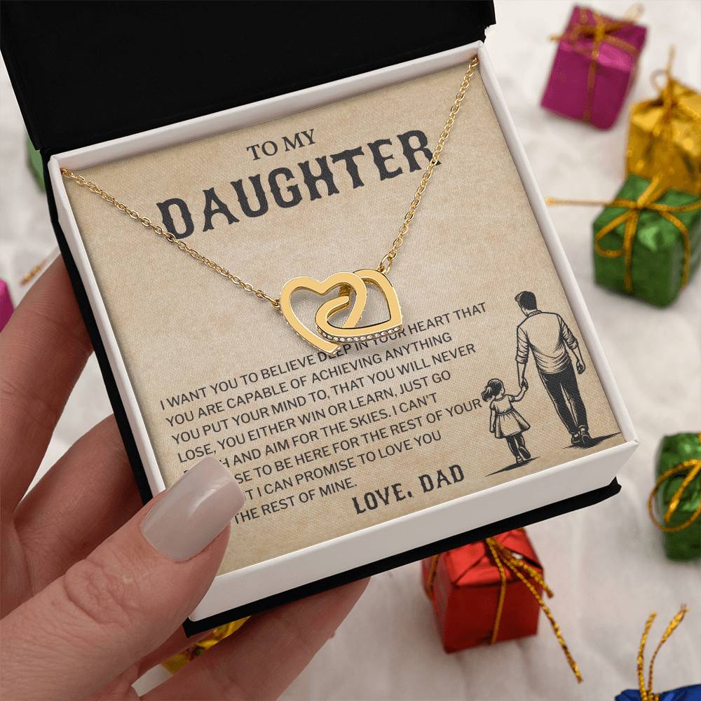 To My Daughter, Believe In Yourself Necklace Heartfelt Gift From Dad Inspiring Jewelry For Daughter Achievement Promise Necklace Encouragement Pendant Win Or Learn Necklace Encouragement Jewelry Heart Of Gold Daughter Pendant