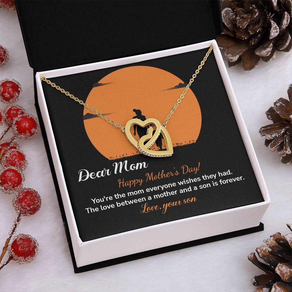 Dear Mom Happy Mother's Day, Elegant Jewelry For A Mother’s Day Gift Thoughtful Necklace For Love Sweet Gift For A Special Woman Sentimental Jewelry Thank You Pendant Beautiful Necklace Loving Pendant For A Mother-son Connection