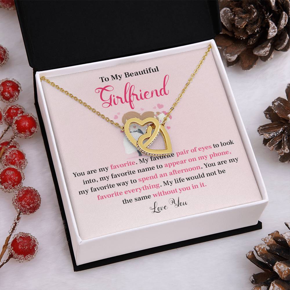 To My Beautiful Girlfriend - Heart Necklace with Message Card