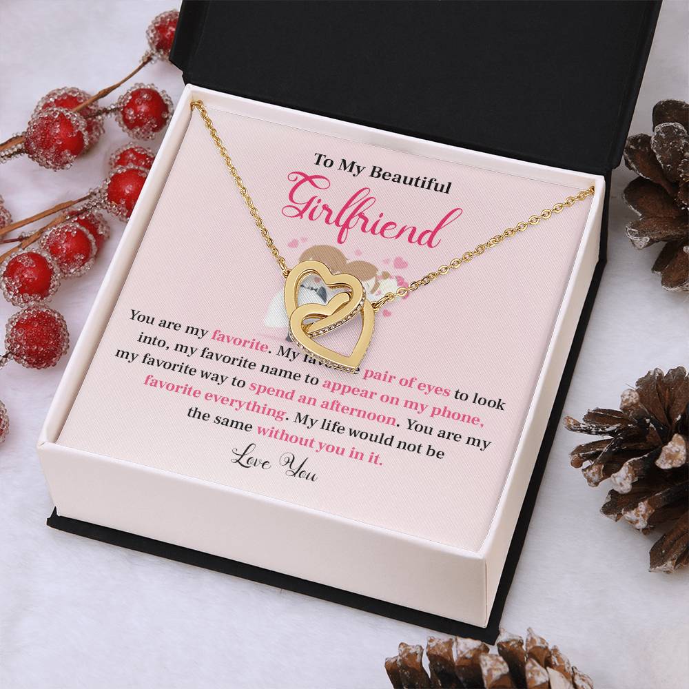 To My Beautiful Girlfriend - Heart Necklace with Message Card