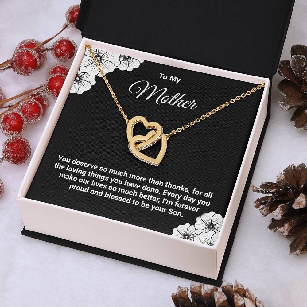 Mother Necklace Gift from Son with Message Card