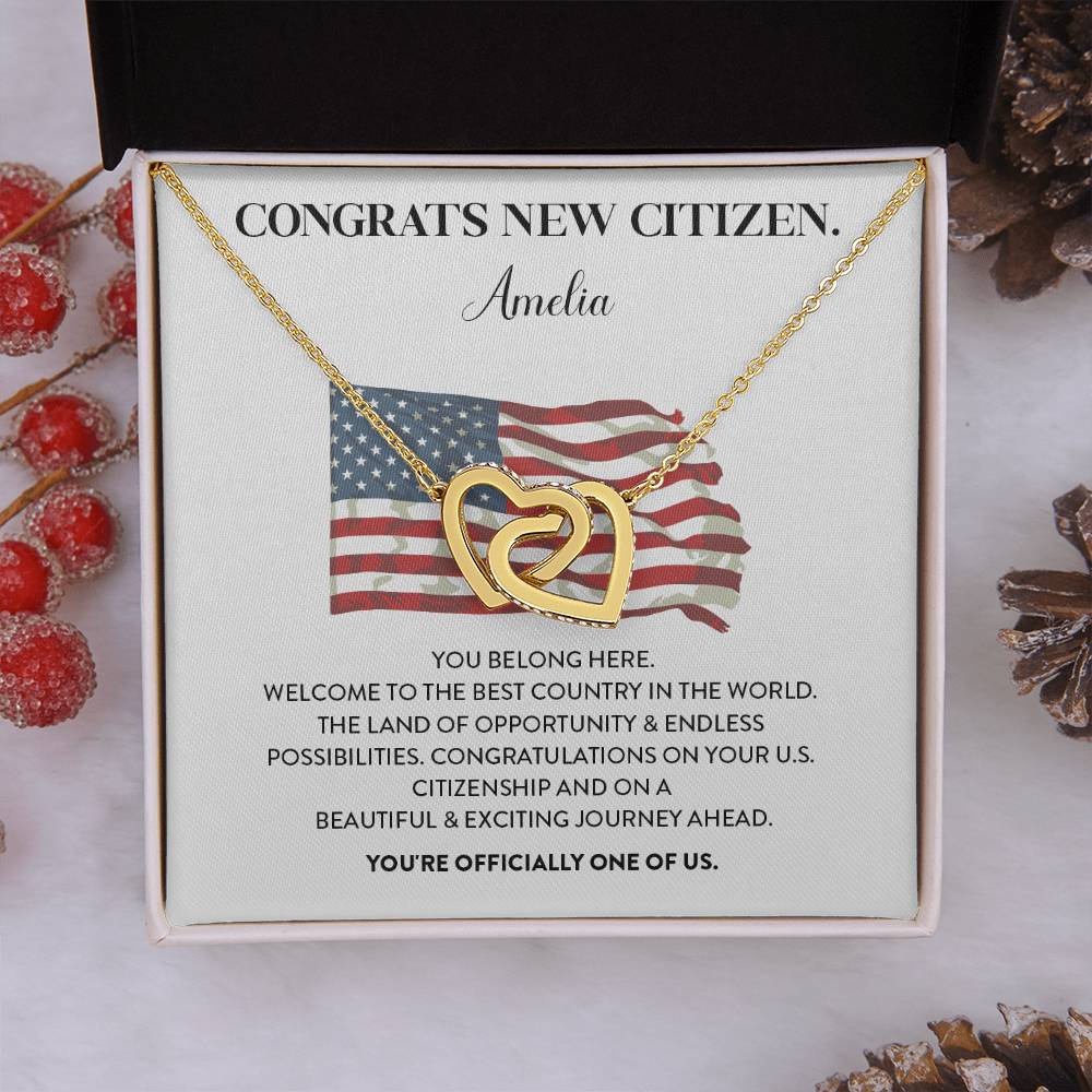 Congrats Necklace For New U.s. Citizen Amelia Necklace For New U.s. Citizen Gift For Celebrating U.s. Citizenship Necklace For U.s. Patriot Amelia Gift For Official U.s. Citizen Proud U.s. Citizen Jewelry Necklace For U.s. Patriot Amelia Welcome Gift