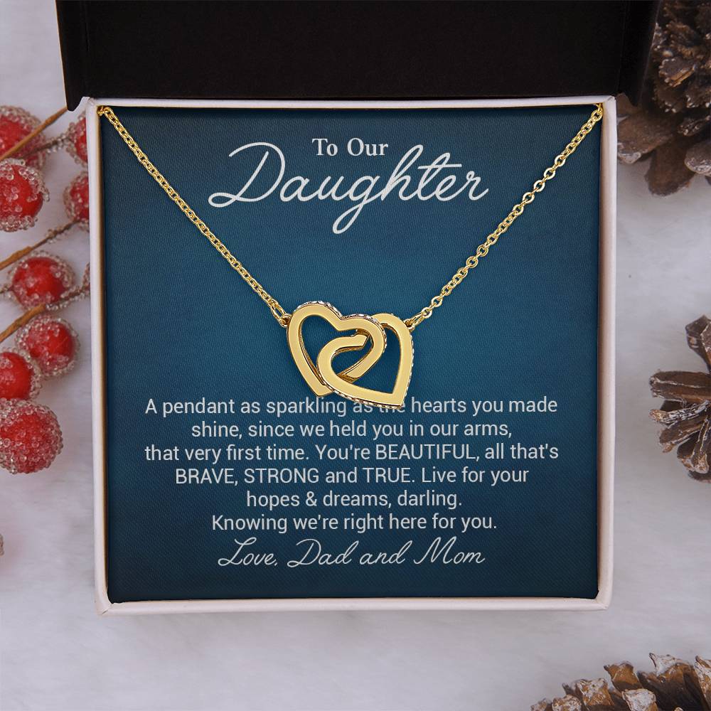 To Our Beautiful Daughter Daughter Pendant Gift From Dad And Mom Brave And Strong Daughter Necklace Beautiful Daughter Necklace True Daughter Necklace Sentimental Daughter Necklace Meaningful Jewelry For Daughter