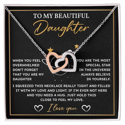 Daughter Necklace Gift with Hug Message Card Box